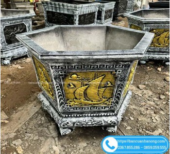 Chậu Lục Giác 85cm - Chậu Xi Măng Trồng Cây Bền Đẹp